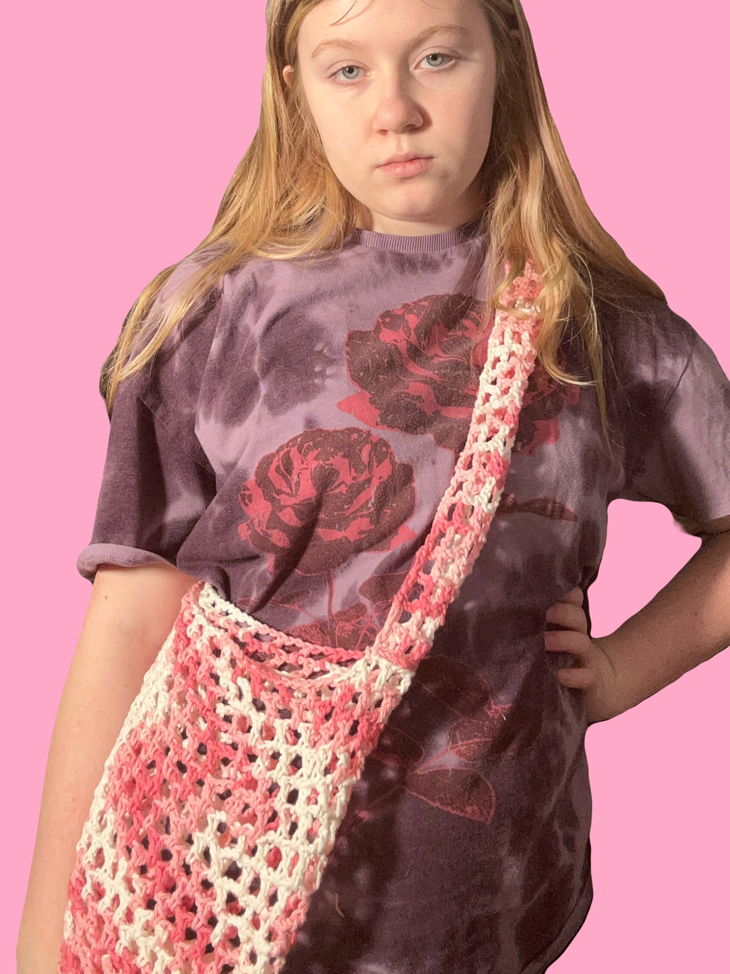 Crochet mesh fruit bag, ombré colors, cute mesh bag