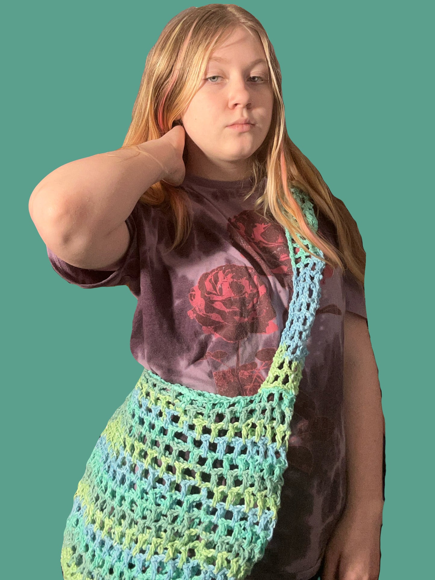 Crochet mesh fruit bag, ombré colors, cute mesh bag