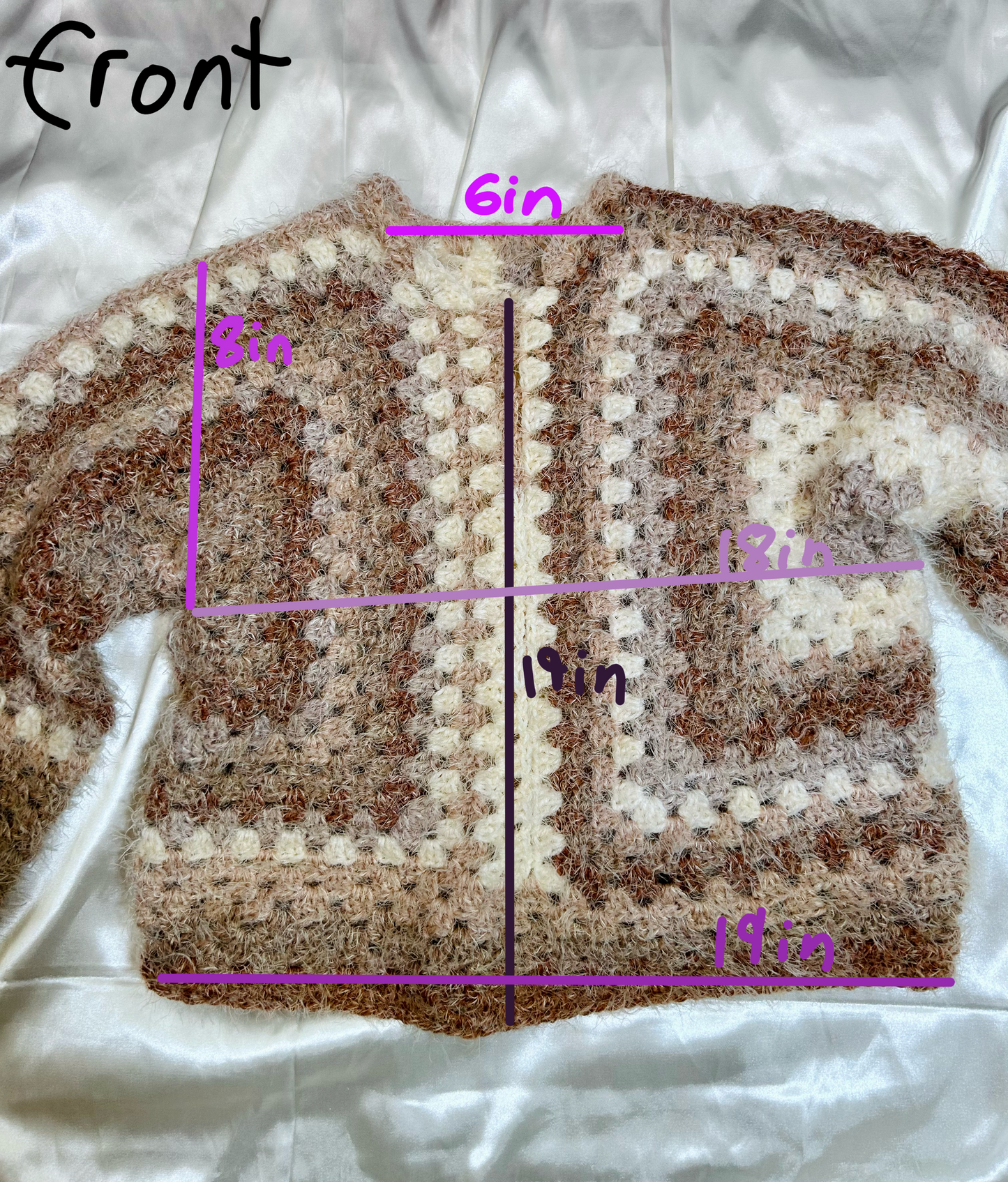 Crochet granny stitch pull over, acrylic nylon yarn, cute soft sweater, XS