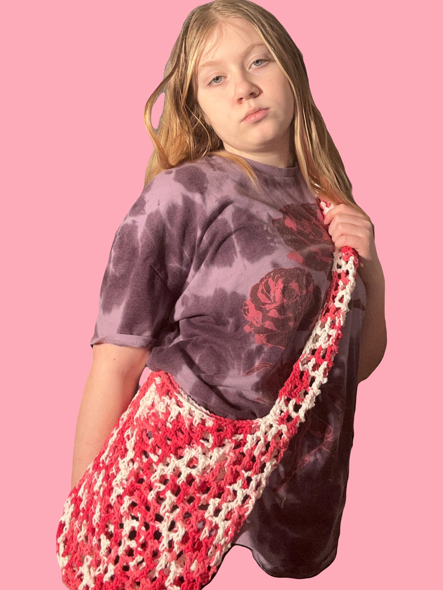 Crochet mesh fruit bag, ombré colors, cute mesh bag