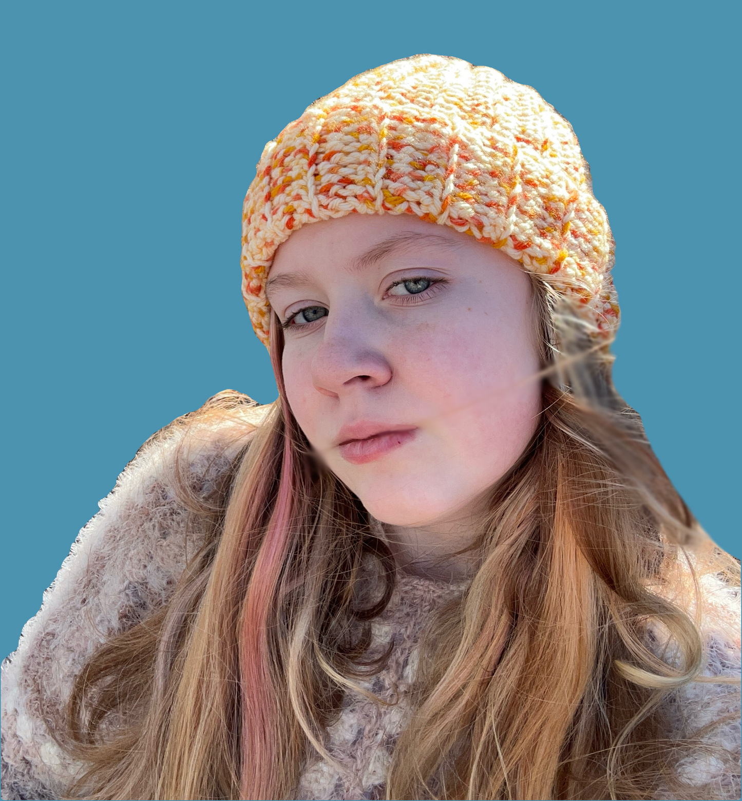 Crochet orange beanie, cute crochet beanie, acrylic yarn, stretchy