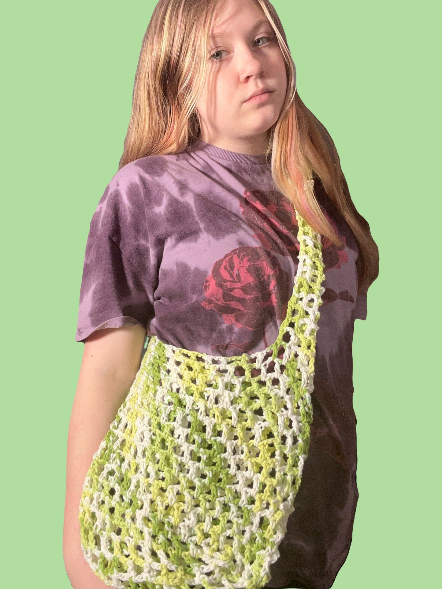 Crochet mesh fruit bag, ombré colors, cute mesh bag