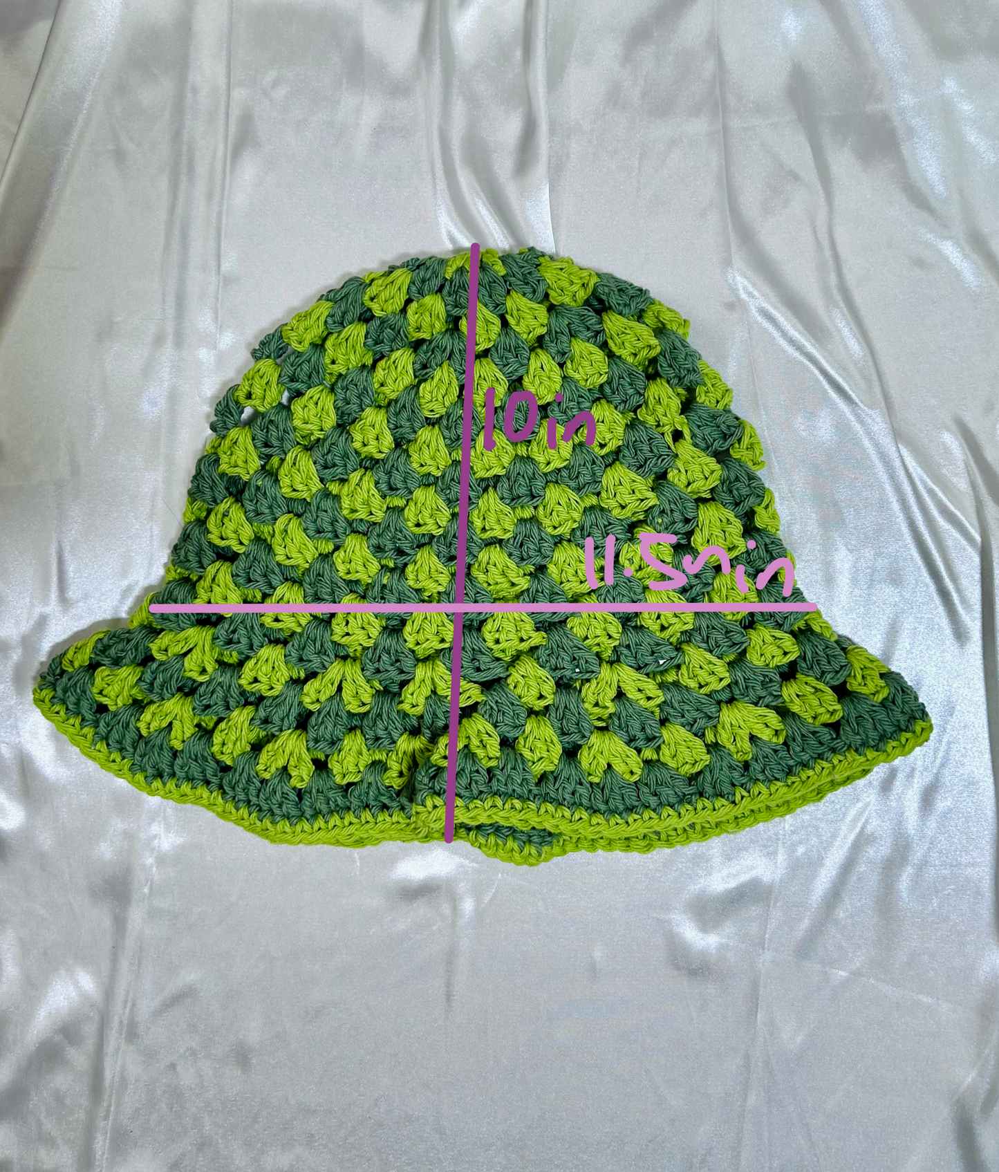 Cute green granny stitch bucket hat, Cotten yarn green bucket hat