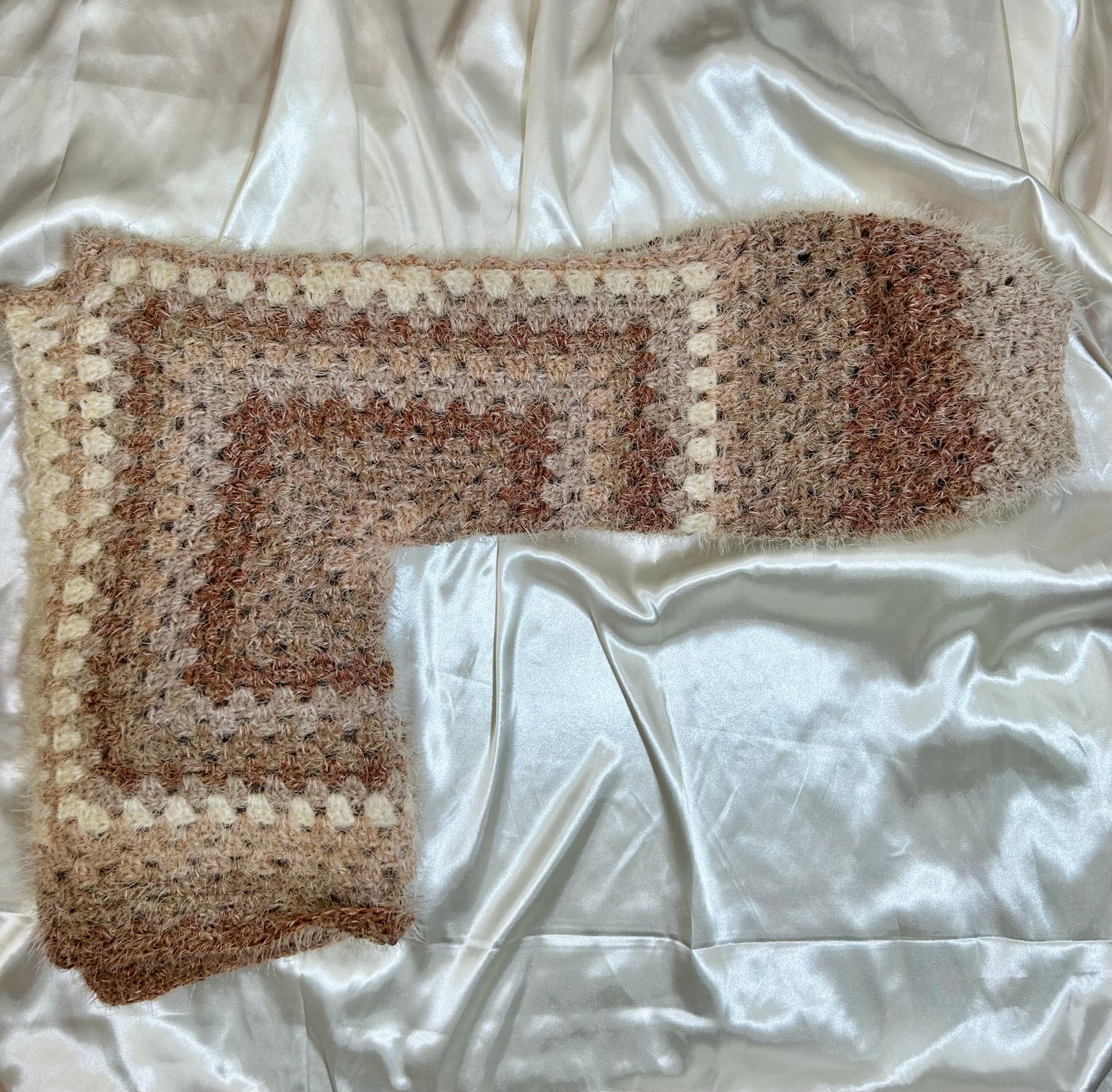 Crochet granny stitch pull over, acrylic nylon yarn, cute soft sweater, XS