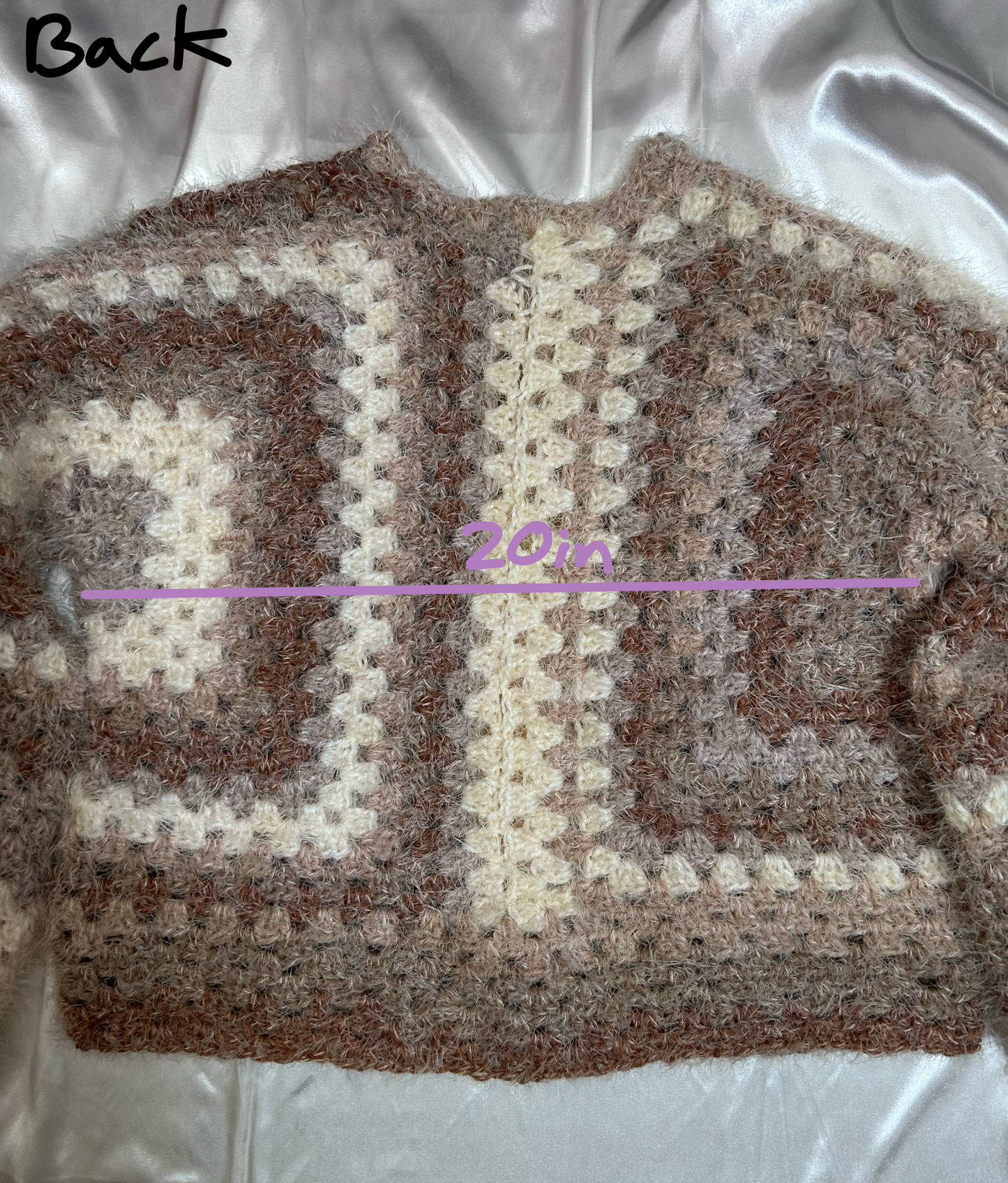 Crochet granny stitch pull over, acrylic nylon yarn, cute soft sweater, XS