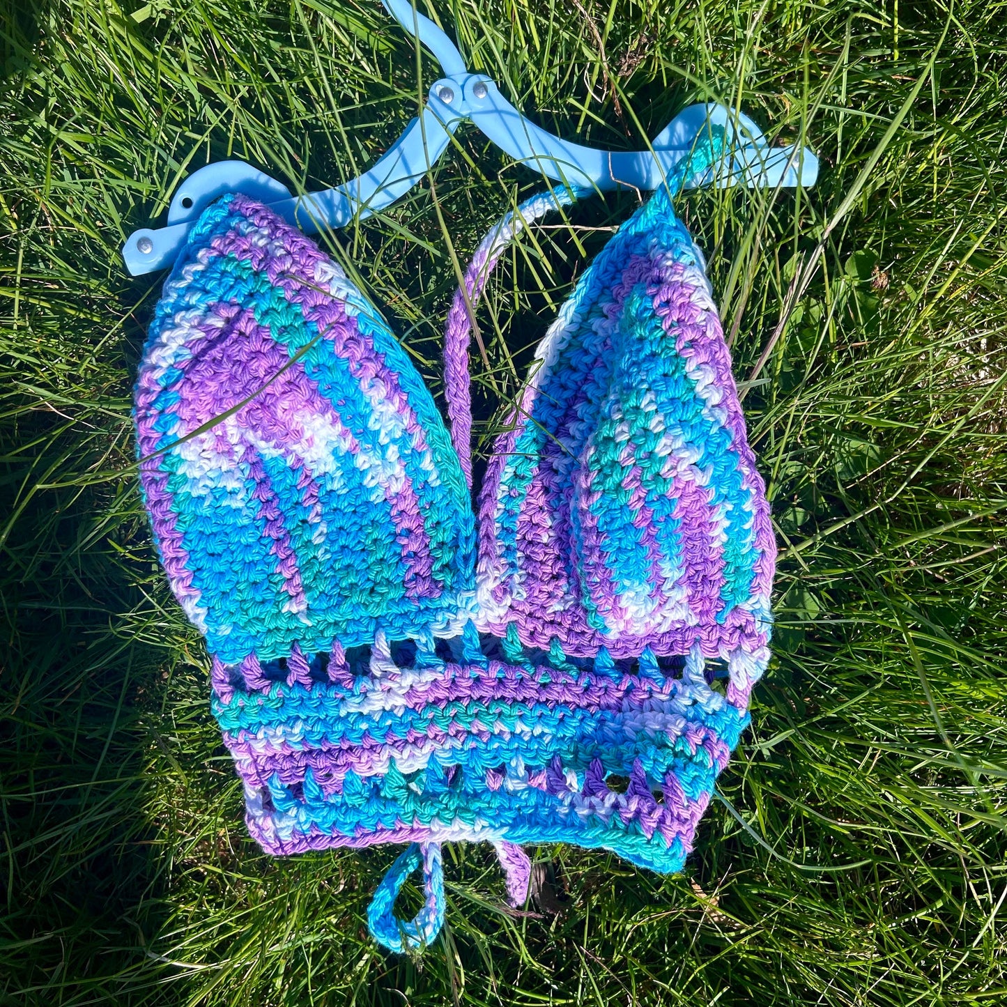 Mermaid crochet crop top Crochet top Handmade clothing Cotton crochet top blue top Handmade crochet crop top XS-XL inclusive sizing
