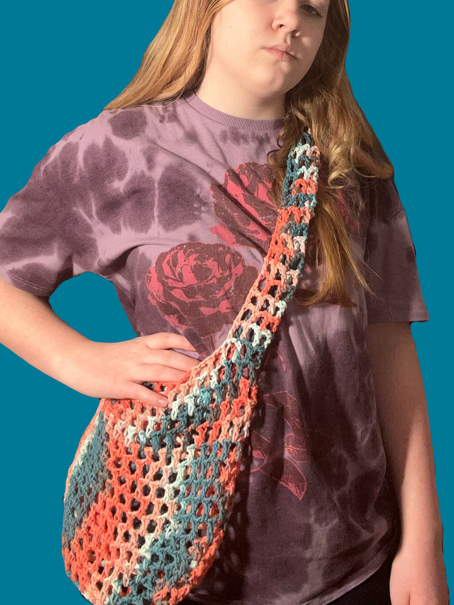 Crochet mesh fruit bag, ombré colors, cute mesh bag
