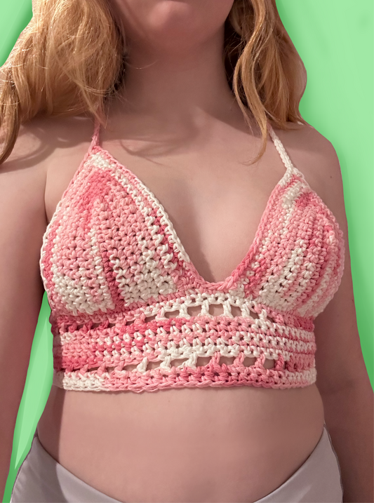Strawberry crochet crop top Crochet top Handmade clothing Cotton crochet top Pink top Handmade crochet crop top XS-XL inclusive sizing
