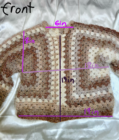 Crochet granny stitch pull over, acrylic nylon yarn, cute soft sweater, XS