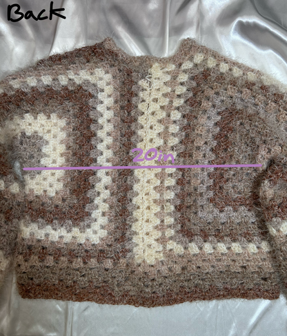 Crochet granny stitch pull over, acrylic nylon yarn, cute soft sweater, XS