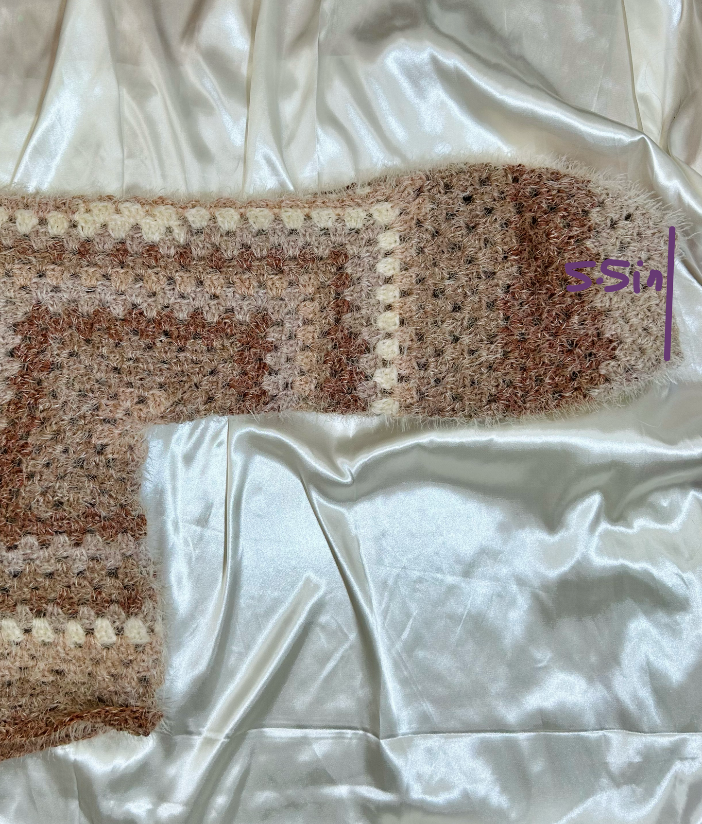 Crochet granny stitch pull over, acrylic nylon yarn, cute soft sweater, XS