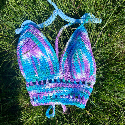 Mermaid crochet crop top Crochet top Handmade clothing Cotton crochet top blue top Handmade crochet crop top XS-XL inclusive sizing