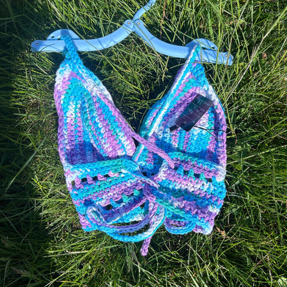 Mermaid crochet crop top Crochet top Handmade clothing Cotton crochet top blue top Handmade crochet crop top XS-XL inclusive sizing