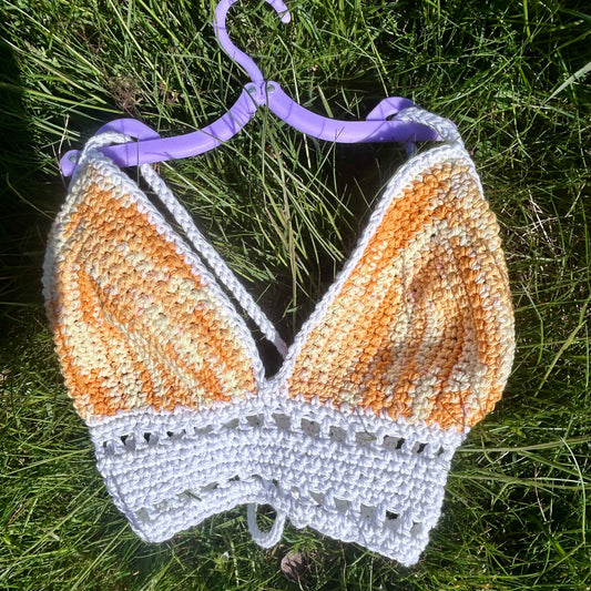 Orange peel crochet crop top Crochet top Handmade clothing Cotton crochet top Orange top Handmade crochet crop top XS-XL inclusive sizing