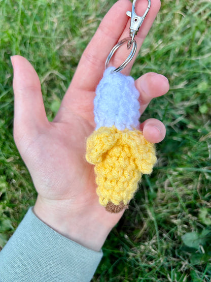 Banana crochet keychain Handmade fruit keychain Cute banana crochet keychain Handmade banana crochet keychain Back to school fruit keychain
