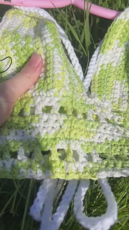 Keylime pie crochet crop top Crochet top Handmade clothing Cotton crochet top Green top Handmade crochet crop top XS-XL inclusive sizing