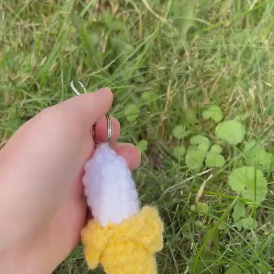 Banana crochet keychain Handmade fruit keychain Cute banana crochet keychain Handmade banana crochet keychain Back to school fruit keychain