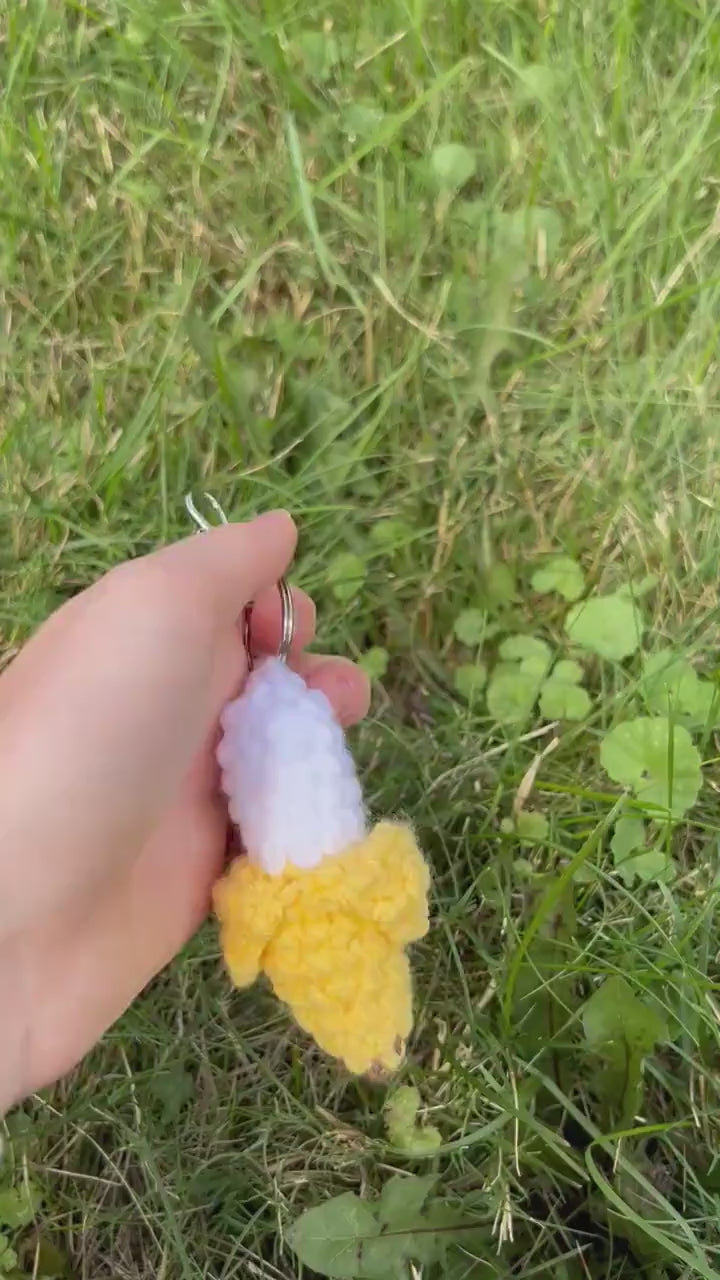 Banana crochet keychain Handmade fruit keychain Cute banana crochet keychain Handmade banana crochet keychain Back to school fruit keychain